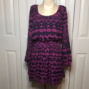 Purple and navy aztec pattern dress